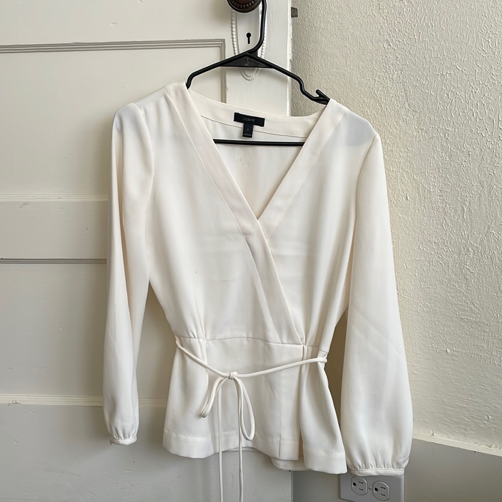 Jcrew cream wrap top, size 2